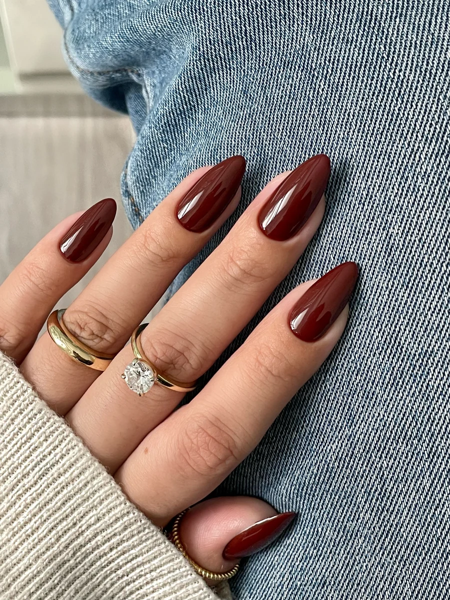 Cherry Mocha Brown Red Nails