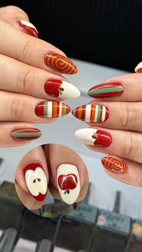 Caramel apple fall nail art