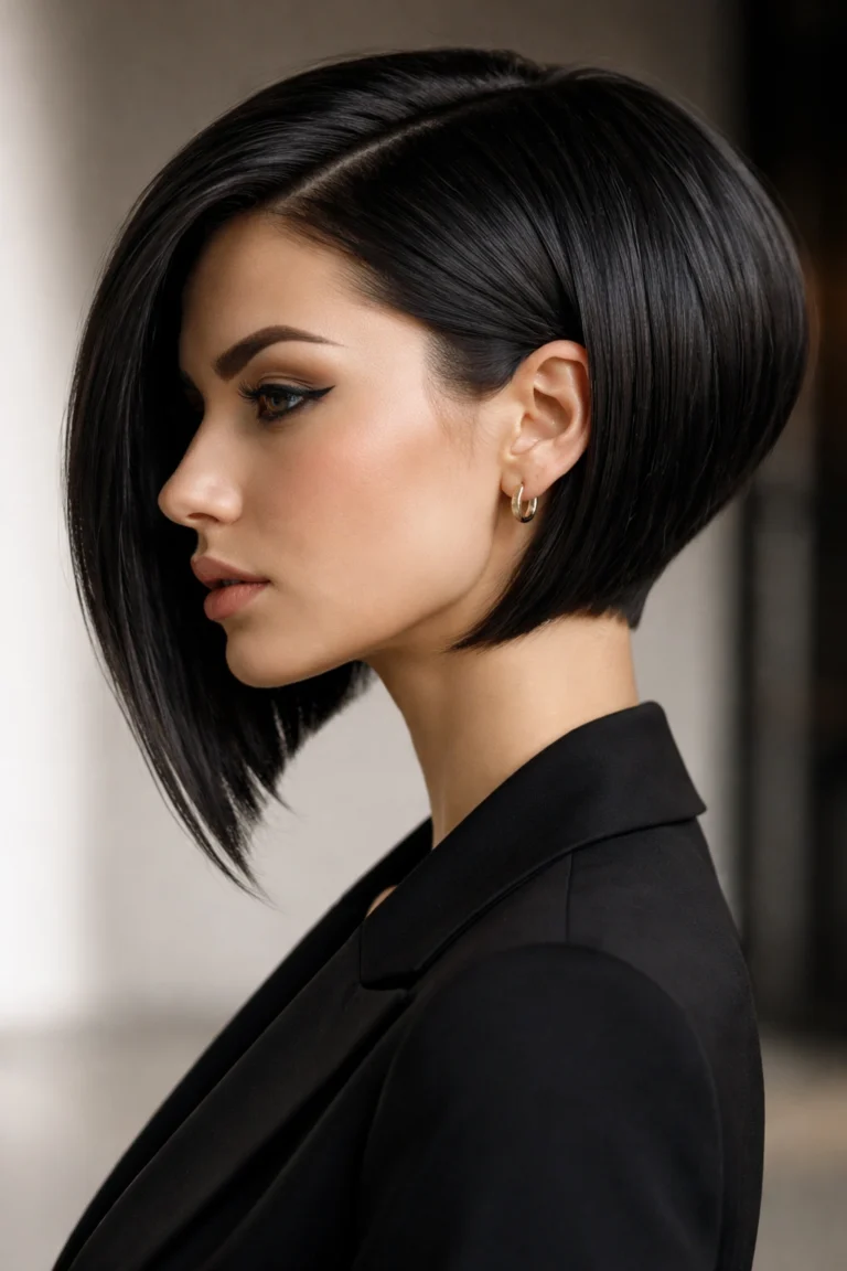 Black bob haircut sharp textured
