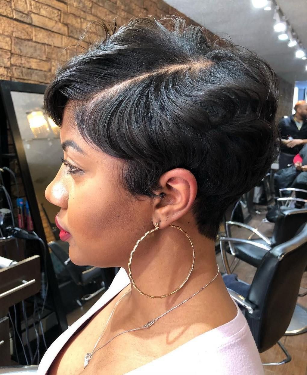 Short silk press pixie