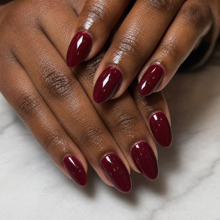 Oxblood Nails Elegant Dark Red