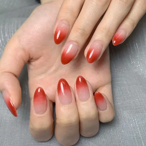 Red Ombre Nails Nude