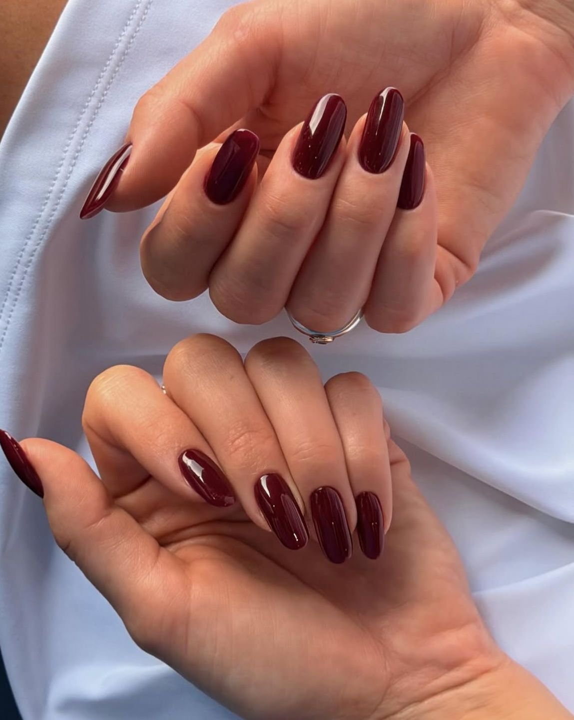 Deep oxblood creme nails, the power shade for mature women