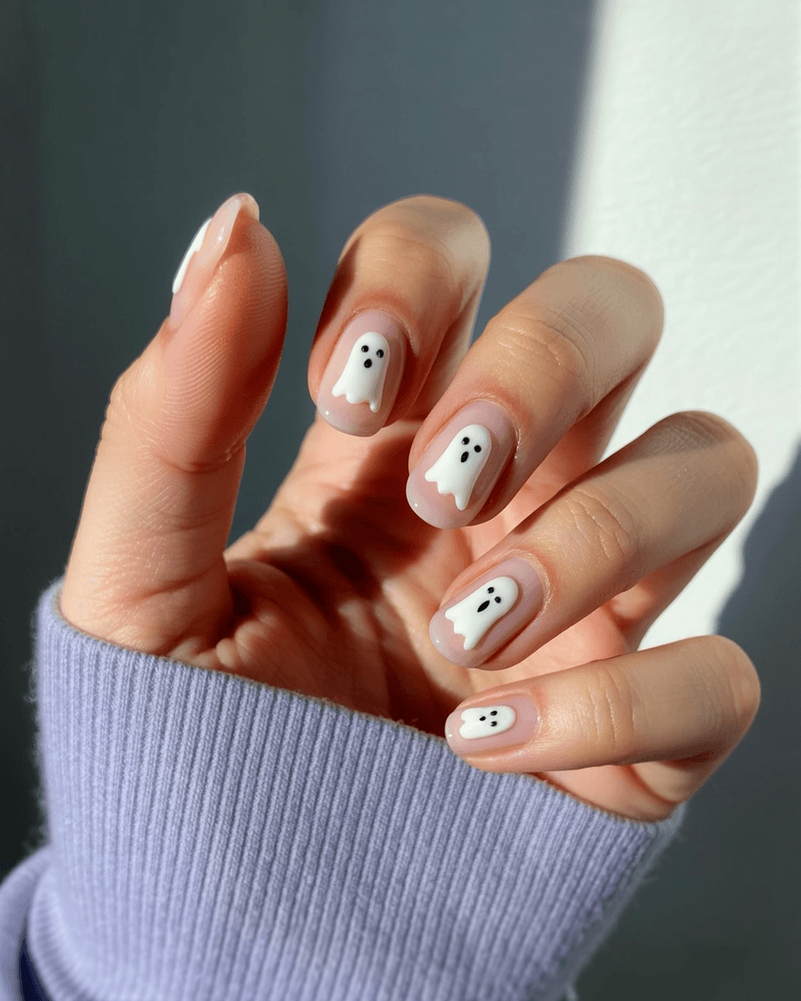 Teeny Pumpkin Accent - Halloween nail art
