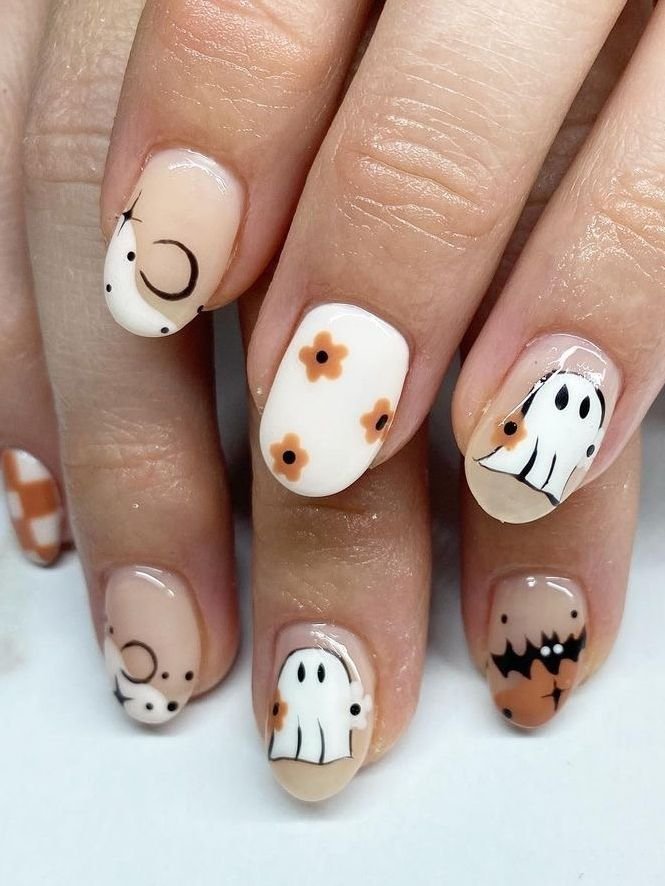 Pumpkin Spice Solids - Halloween nail art