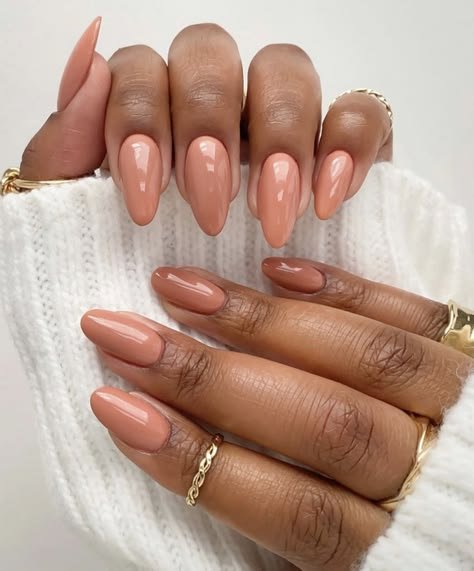Warm caramel creme nails for mature women