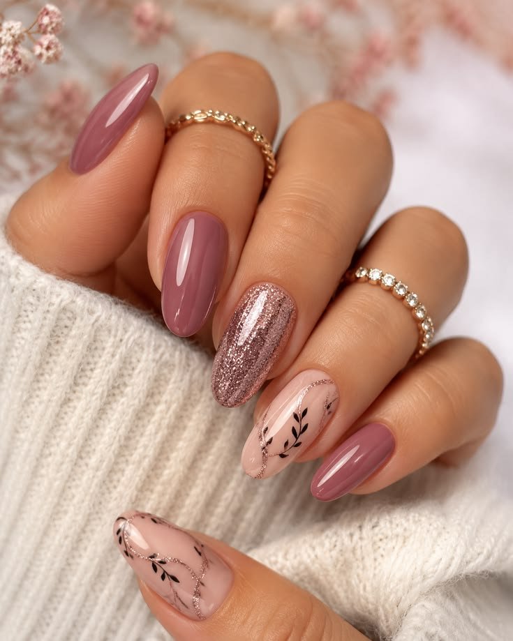 Smoky mauve creme nails for mature women
