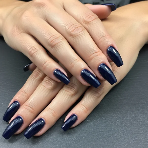 Midnight navy creme nails for mature women