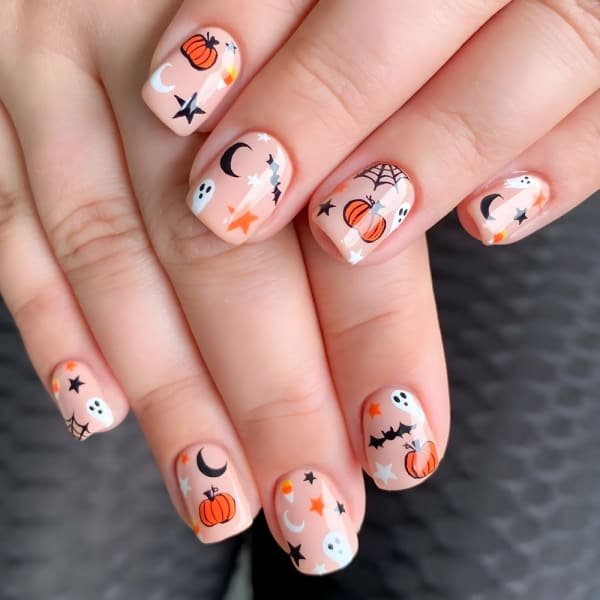 Short Coffin Chic - Halloween nail art
