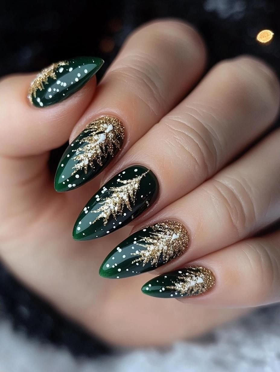 emerald green christmas nails