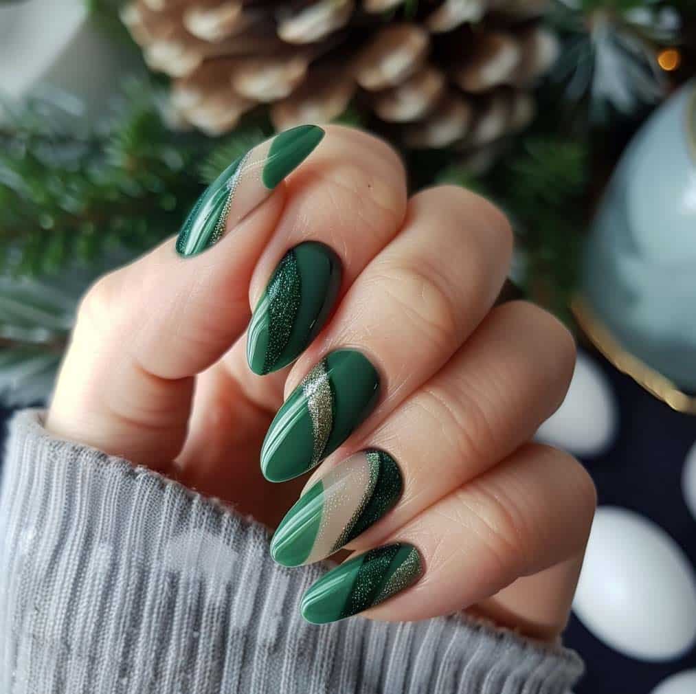 emerald green christmas nails