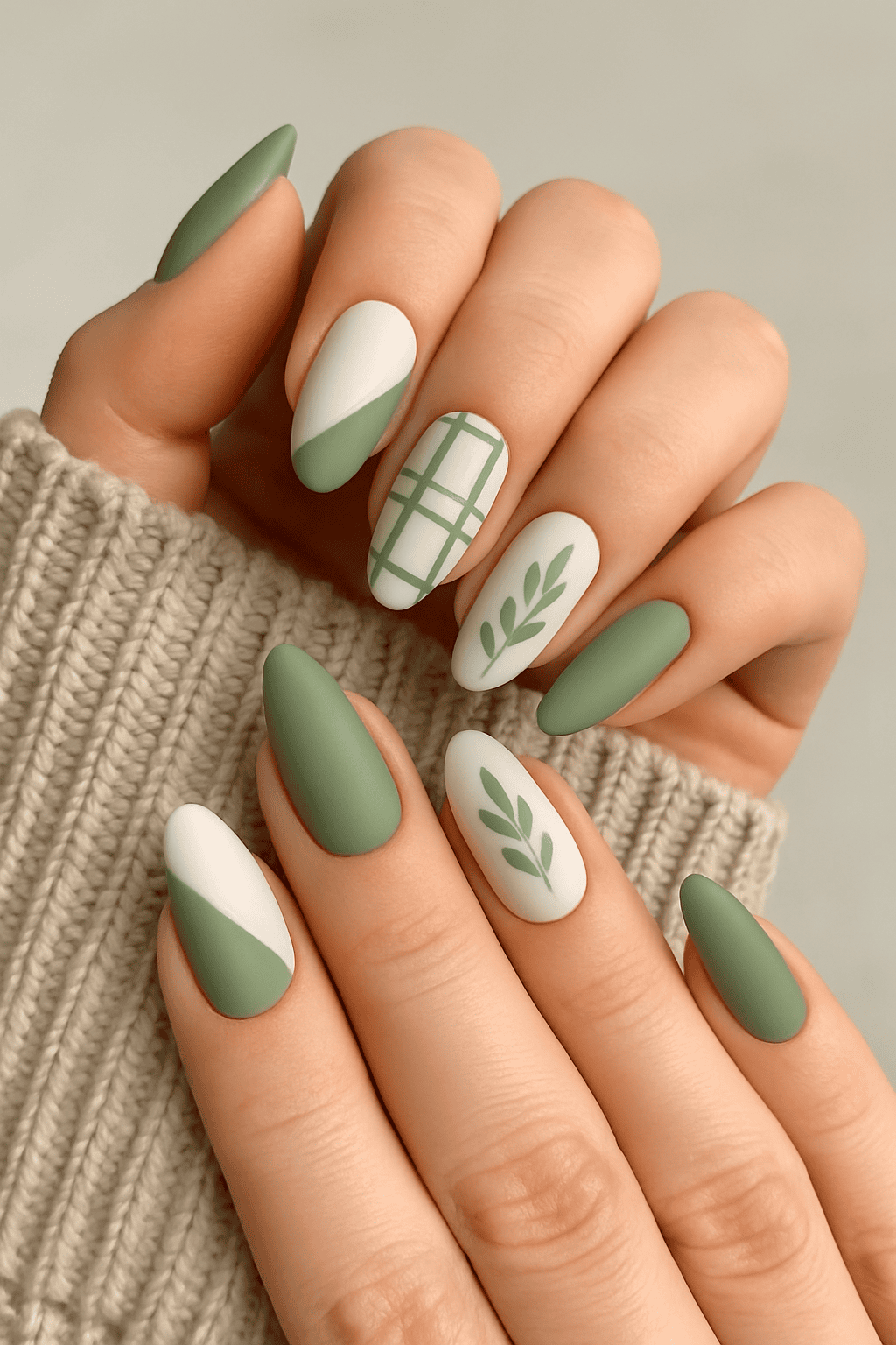 sage green winter nails