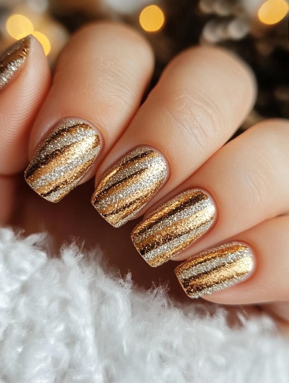 gold holiday manicure