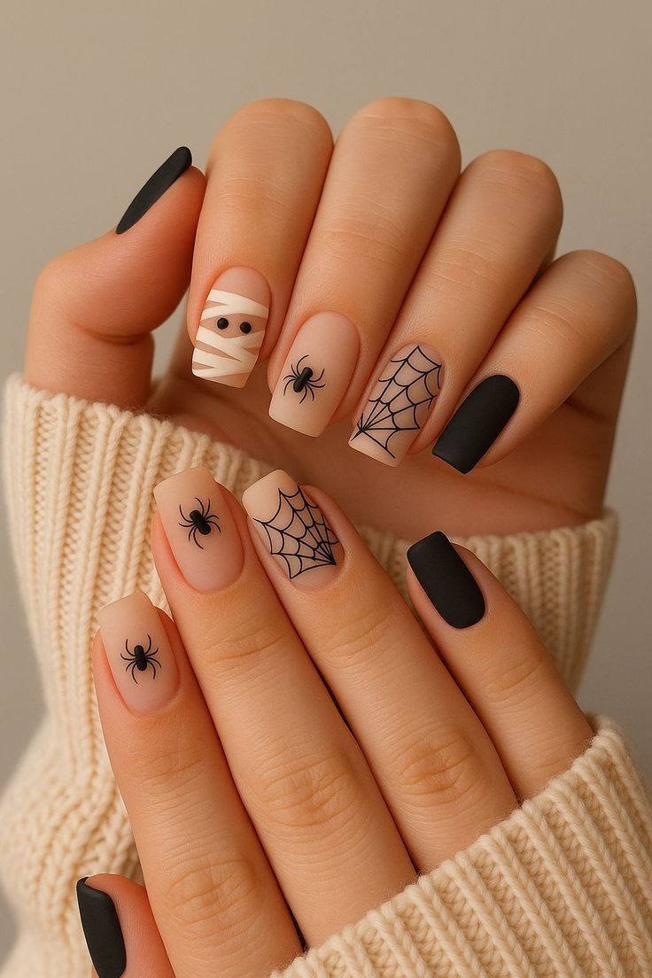 Candy corn tip last minute Halloween nails