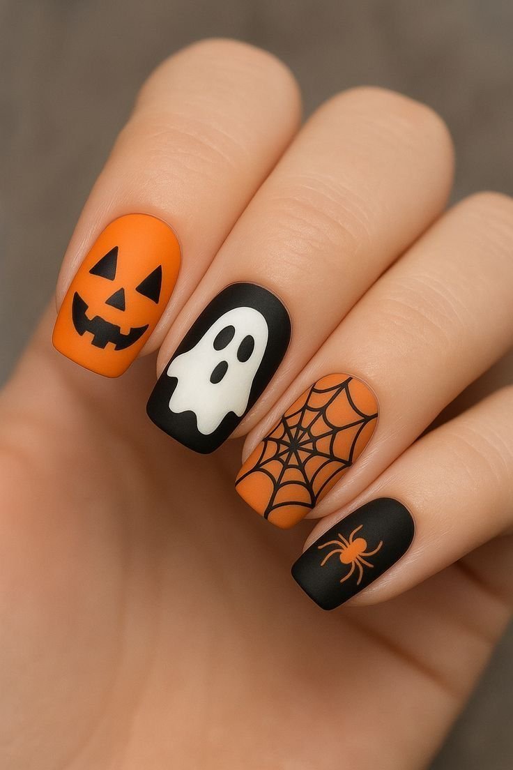 Googly eye monster last minute Halloween nails
