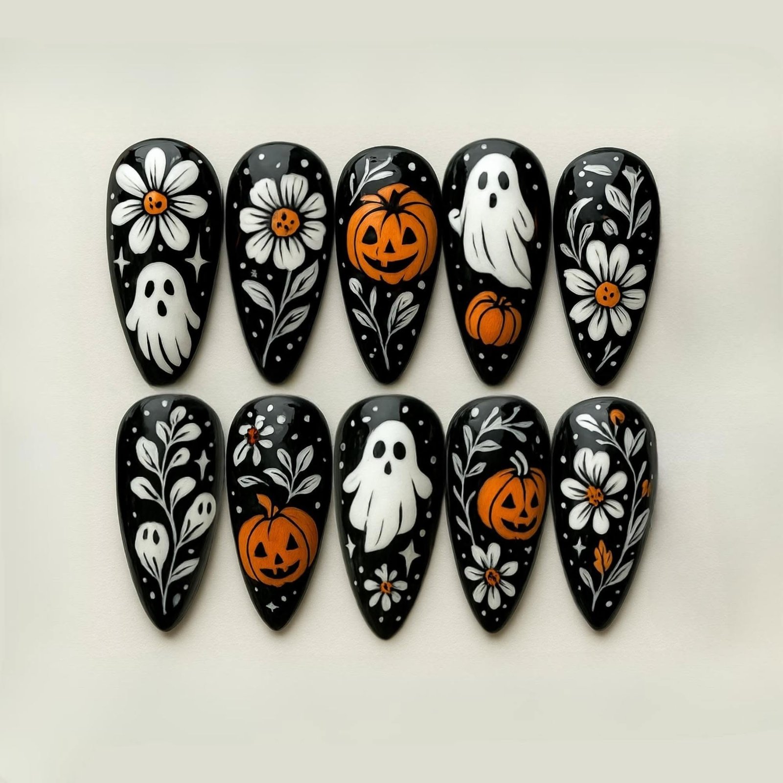 Mummy wrap last minute Halloween nails