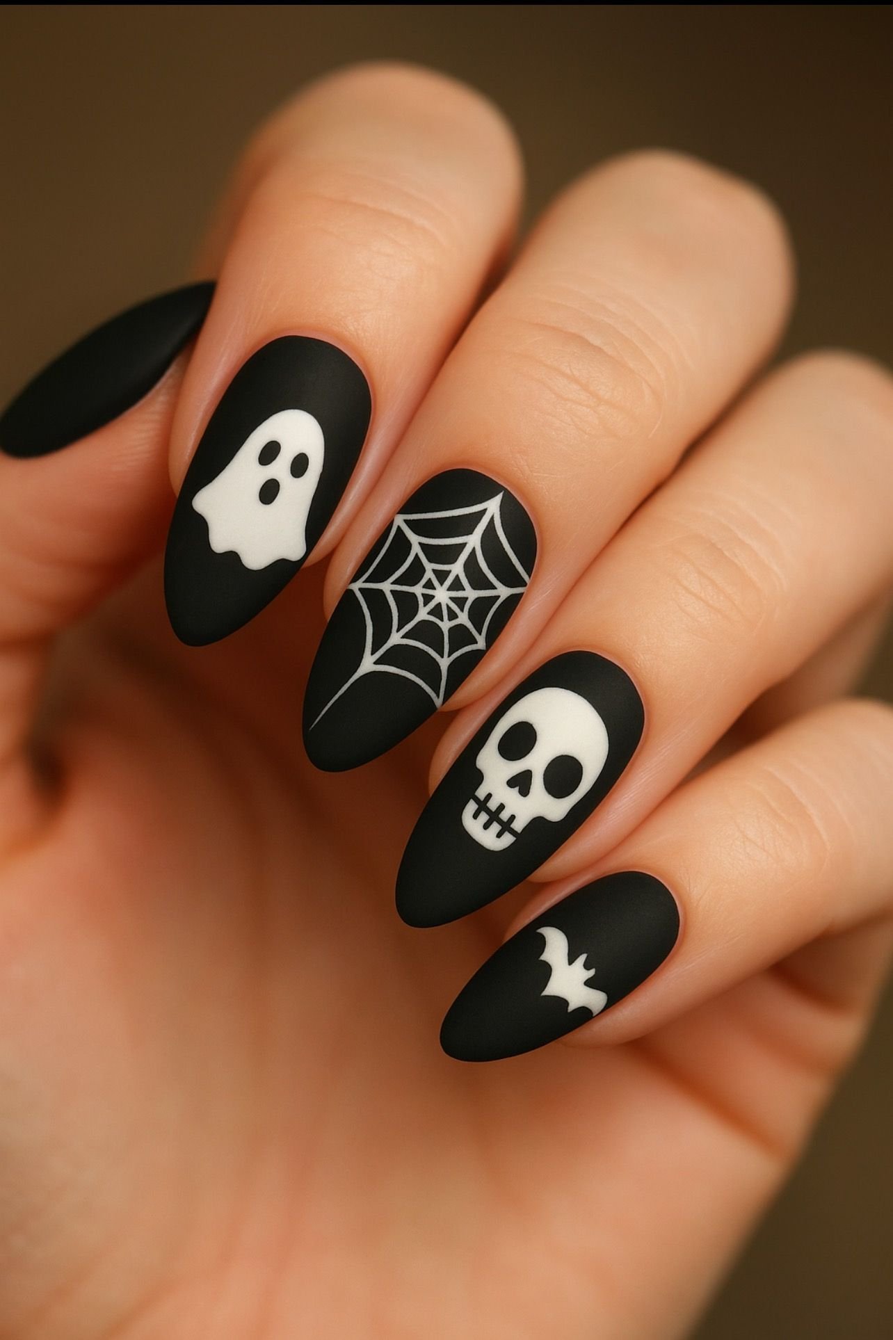 Half-moon vampire last minute Halloween nails
