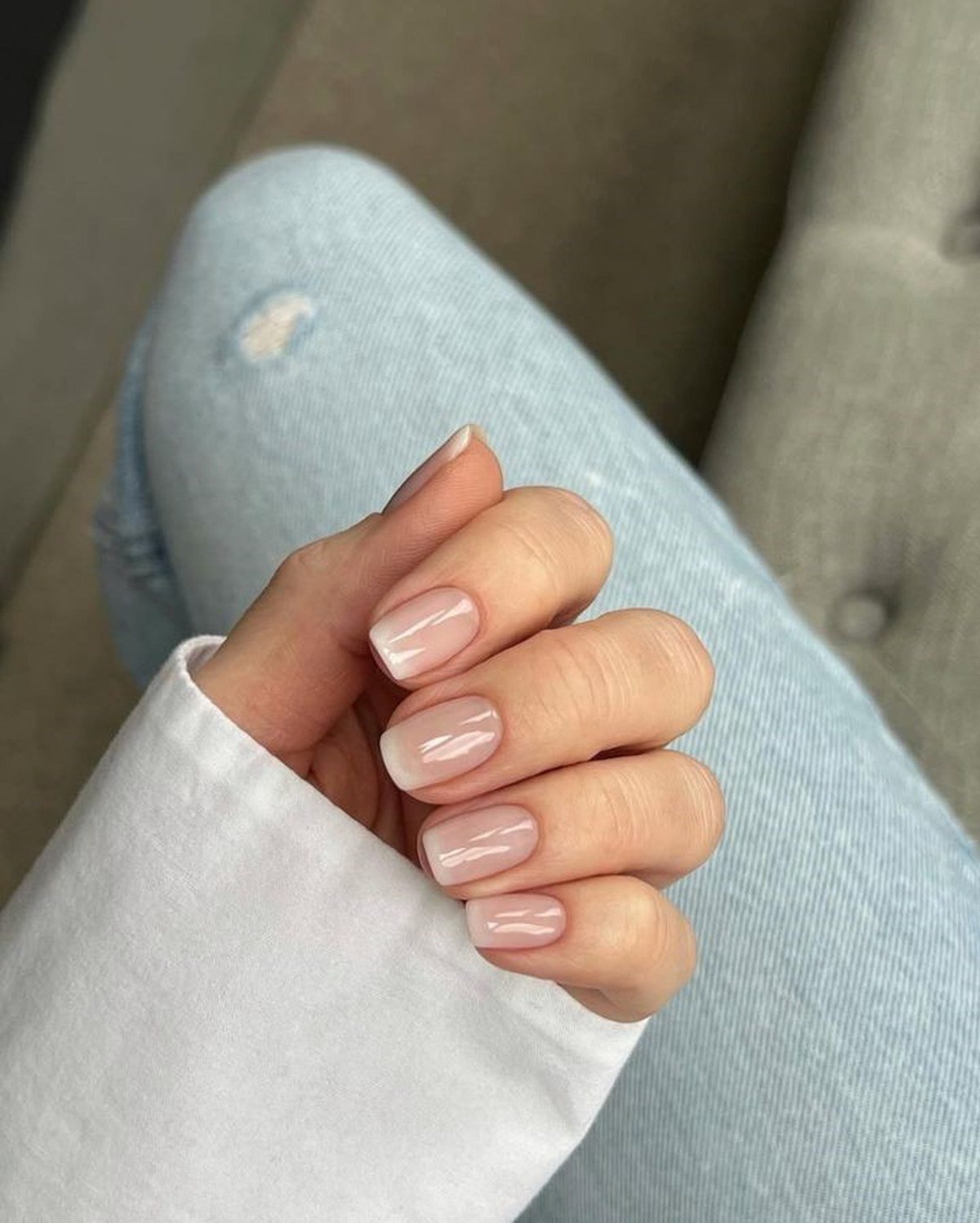 Micro french tip homecoming nails with thin white lines