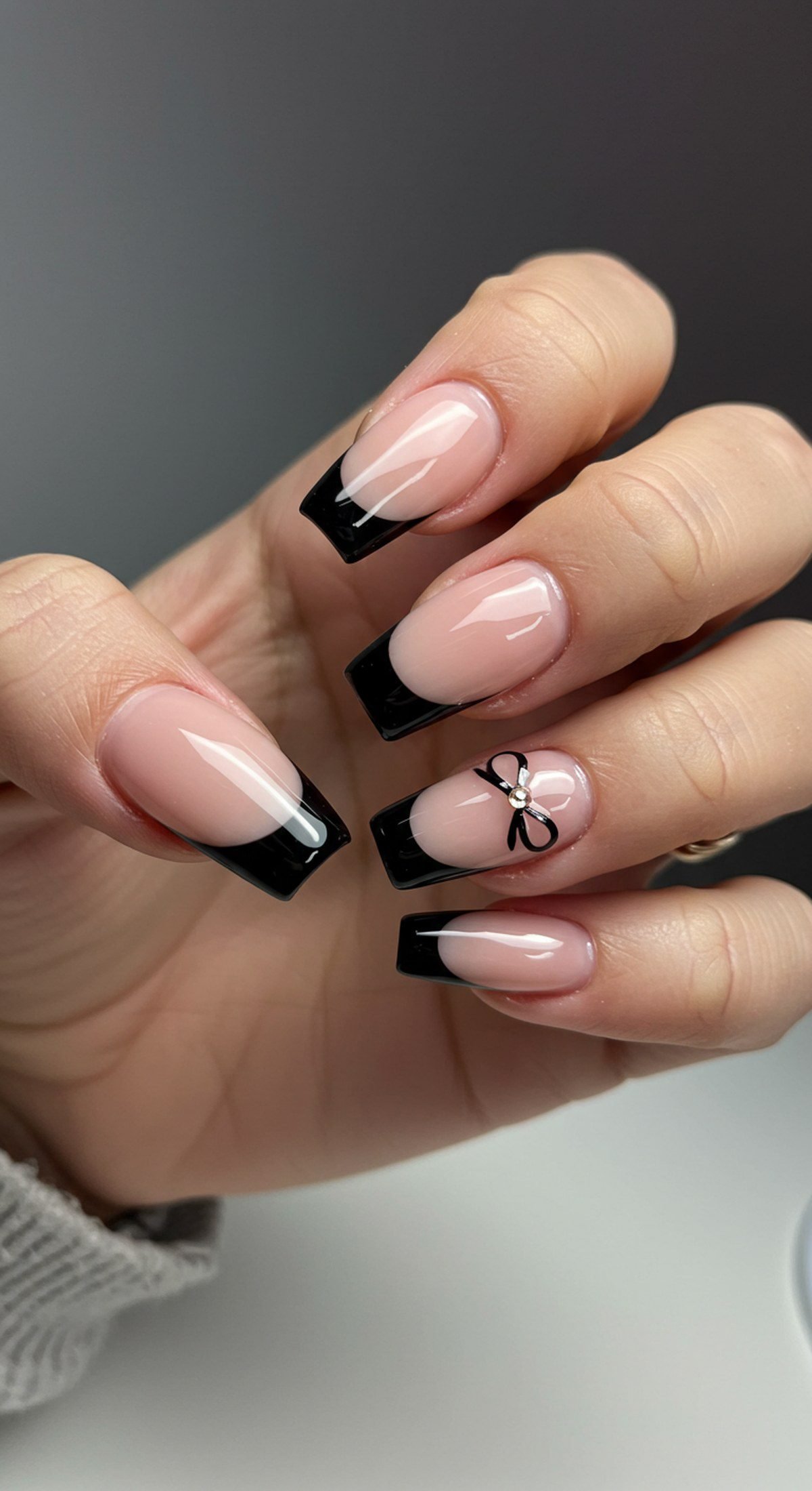Black french tip homecoming nails