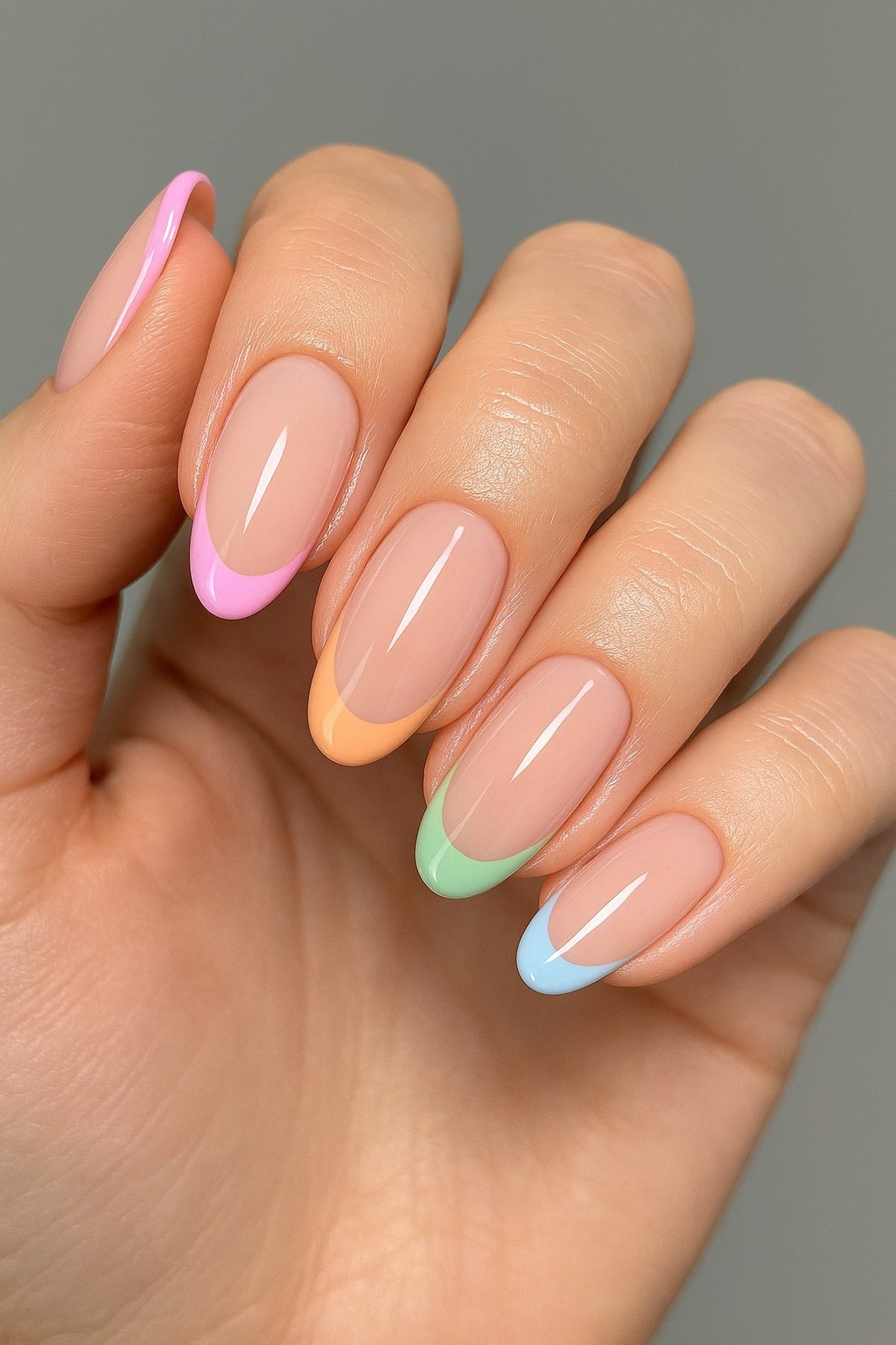 Pastel colored french tip homecoming nails