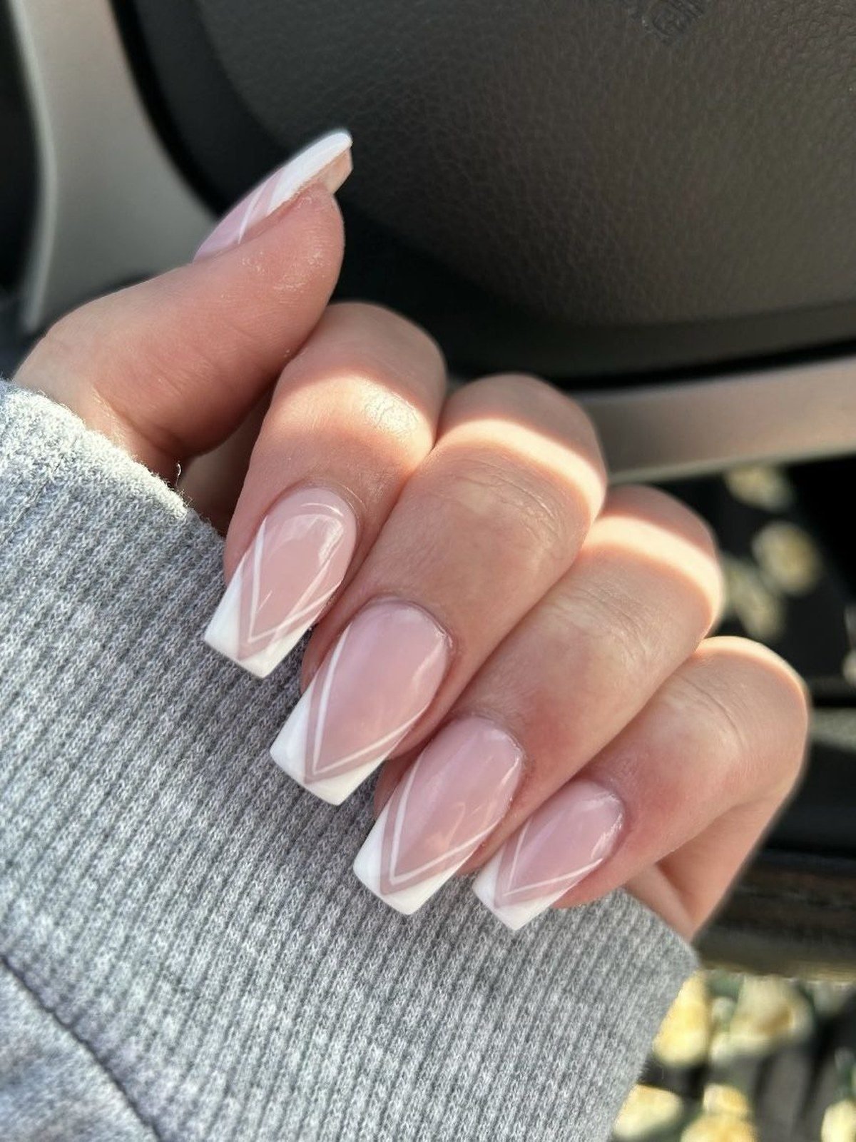 Chevron V-shaped french tip homecoming nails