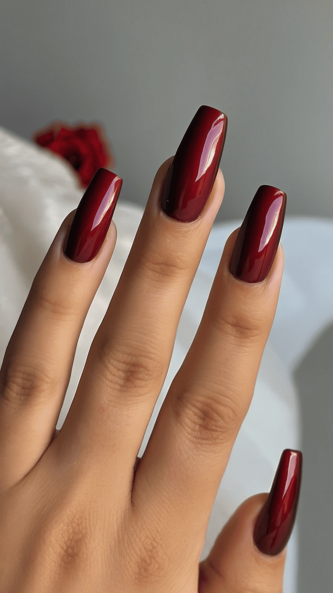 Dark cherry coffin nails