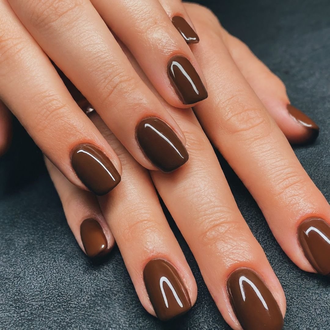 Creamy mocha latte chocolate brown nails