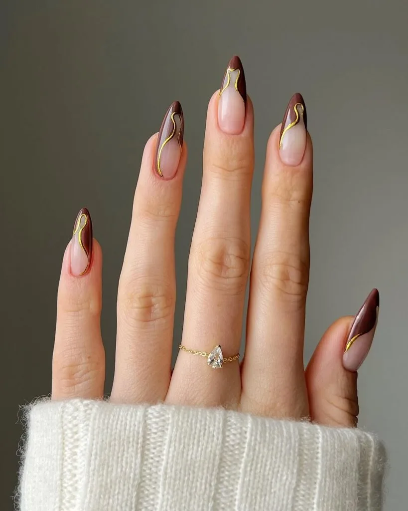 Milk chocolate brown short square nails