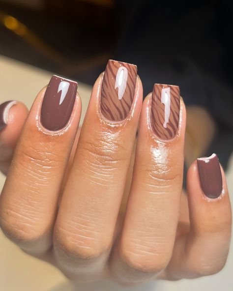 Espresso brown nails with copper chrome