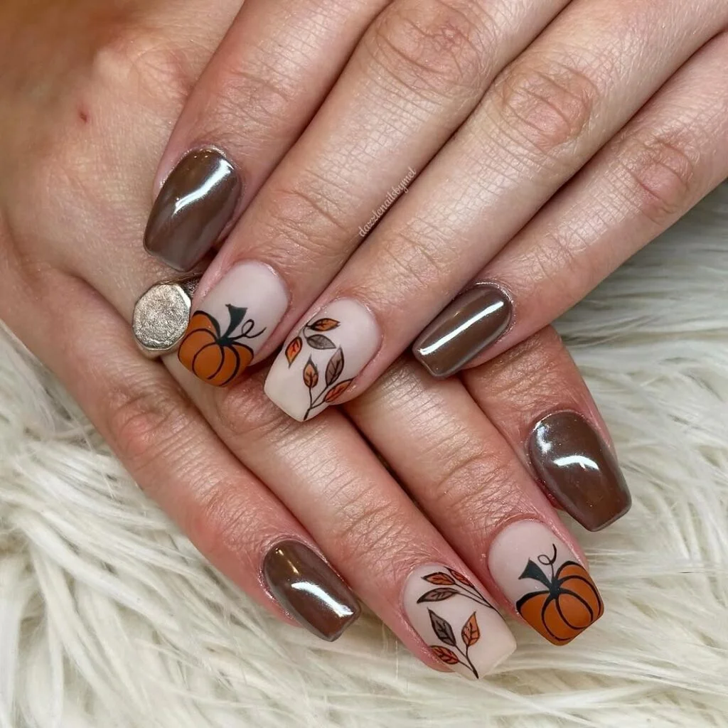 Mocha nails with tortoise French tips