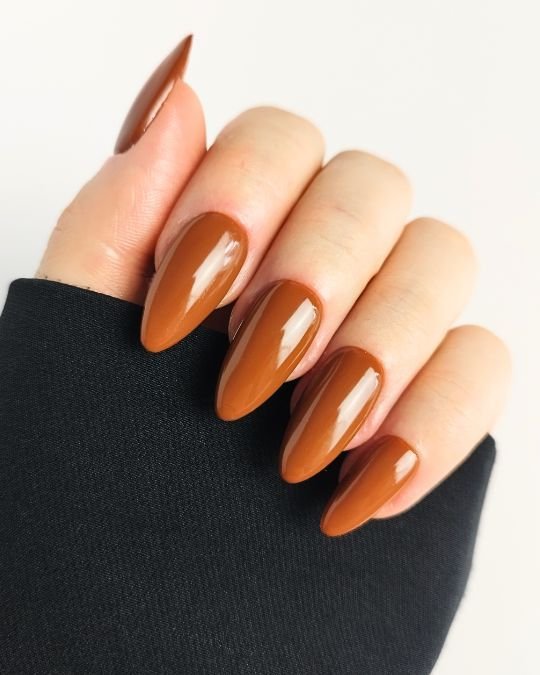 Burnt orange almond nails