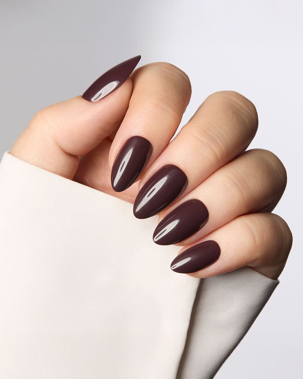 Espresso almond nails