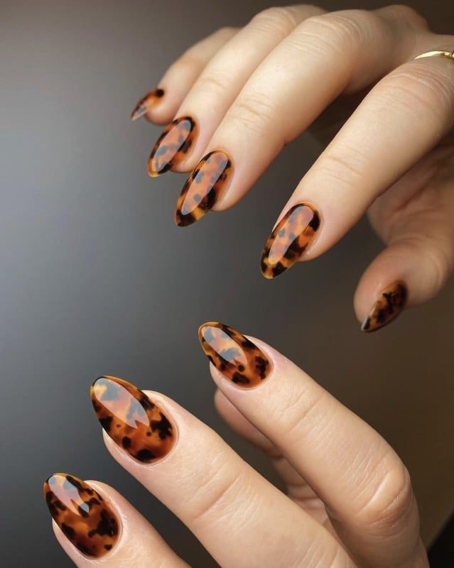 Tortoise shell French tip nails