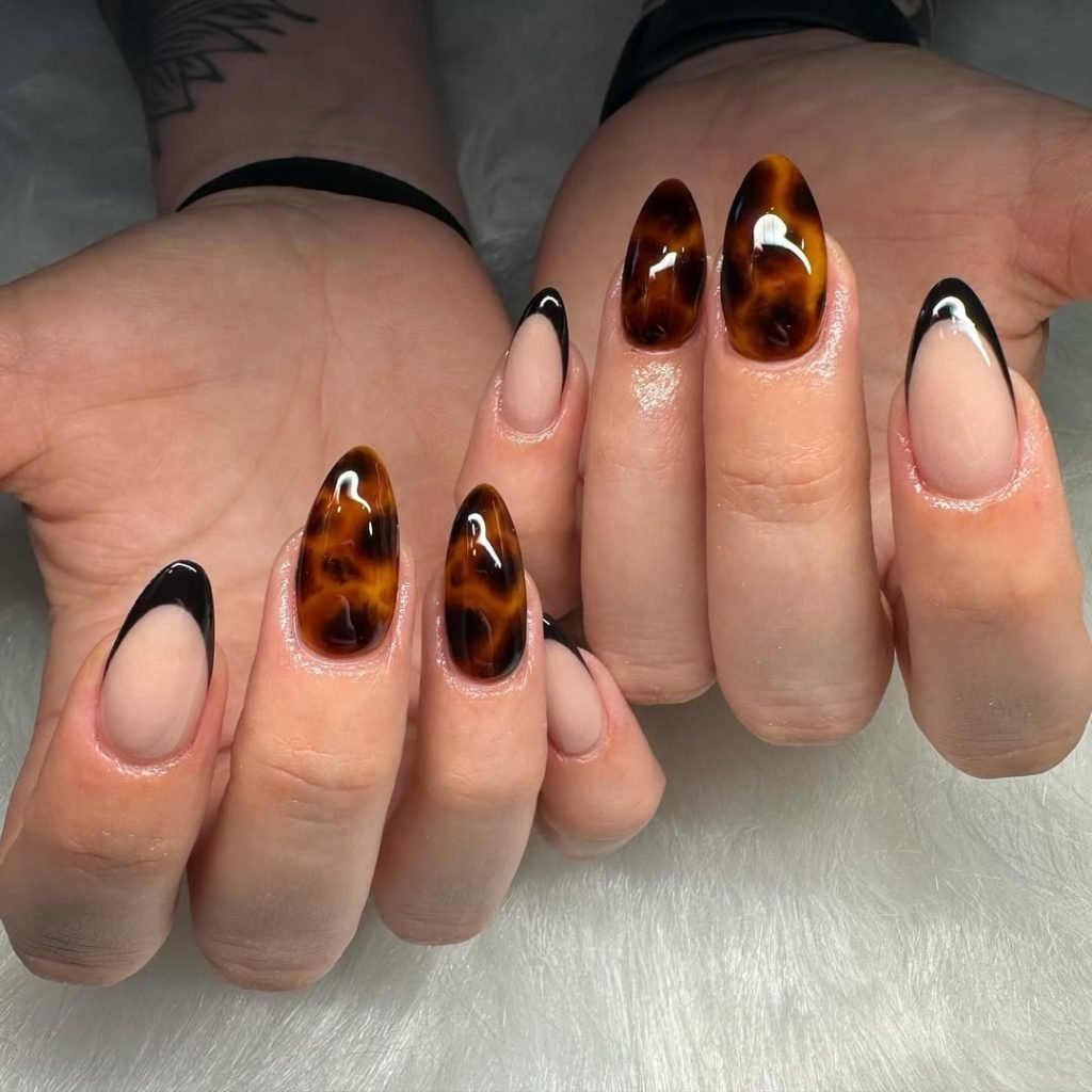 Matte tortoise shell nails