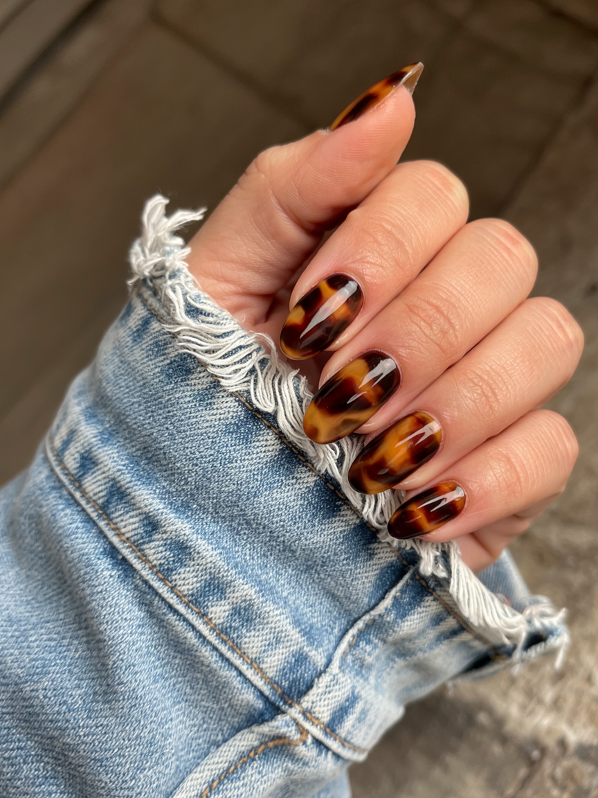 Tortoise shell nails matched with jewelry