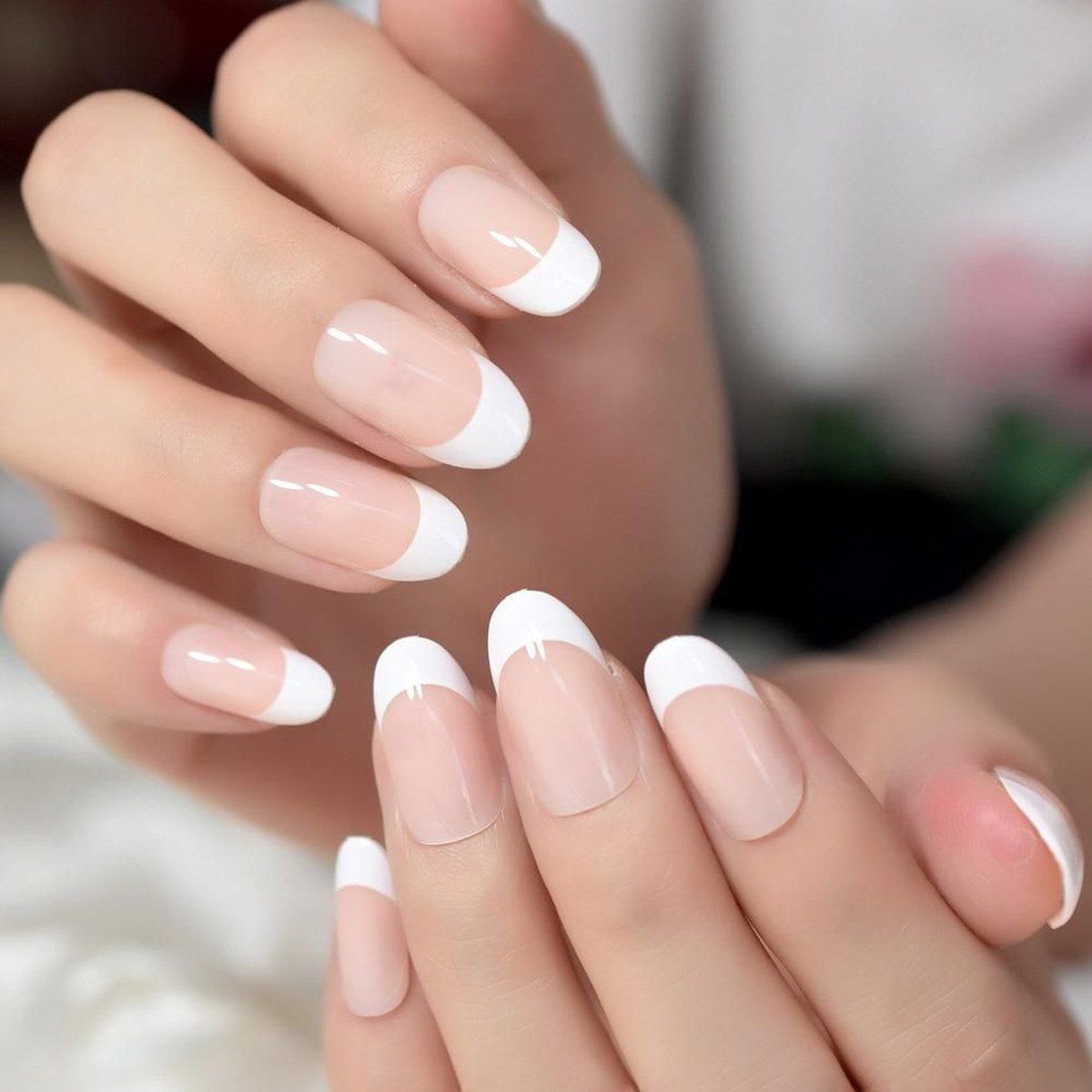 DIY french tip press-on nails for homecoming on a budget