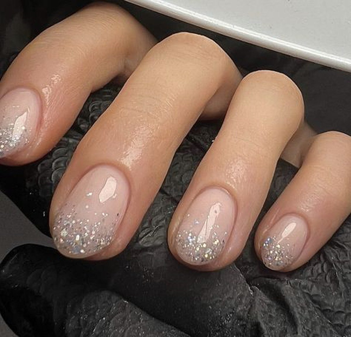DIY glitter top coat nails for homecoming on a budget