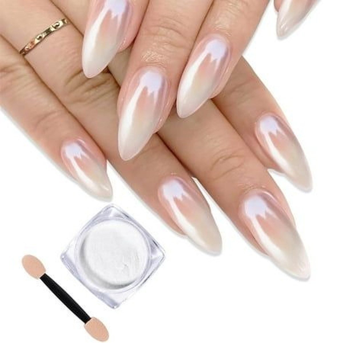 DIY chrome powder nails for homecoming on a budget