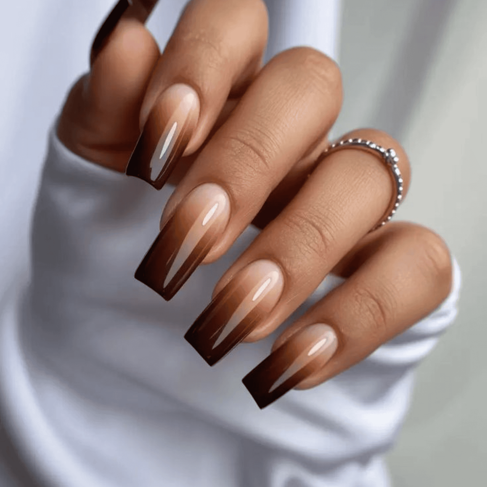 mocha brown ombre nails