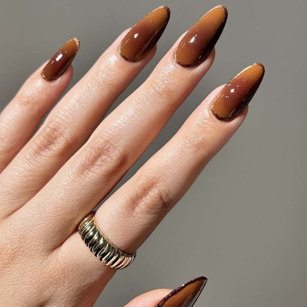 mocha brown ombre nails