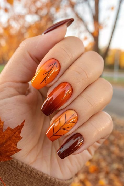 autumn gradient nails