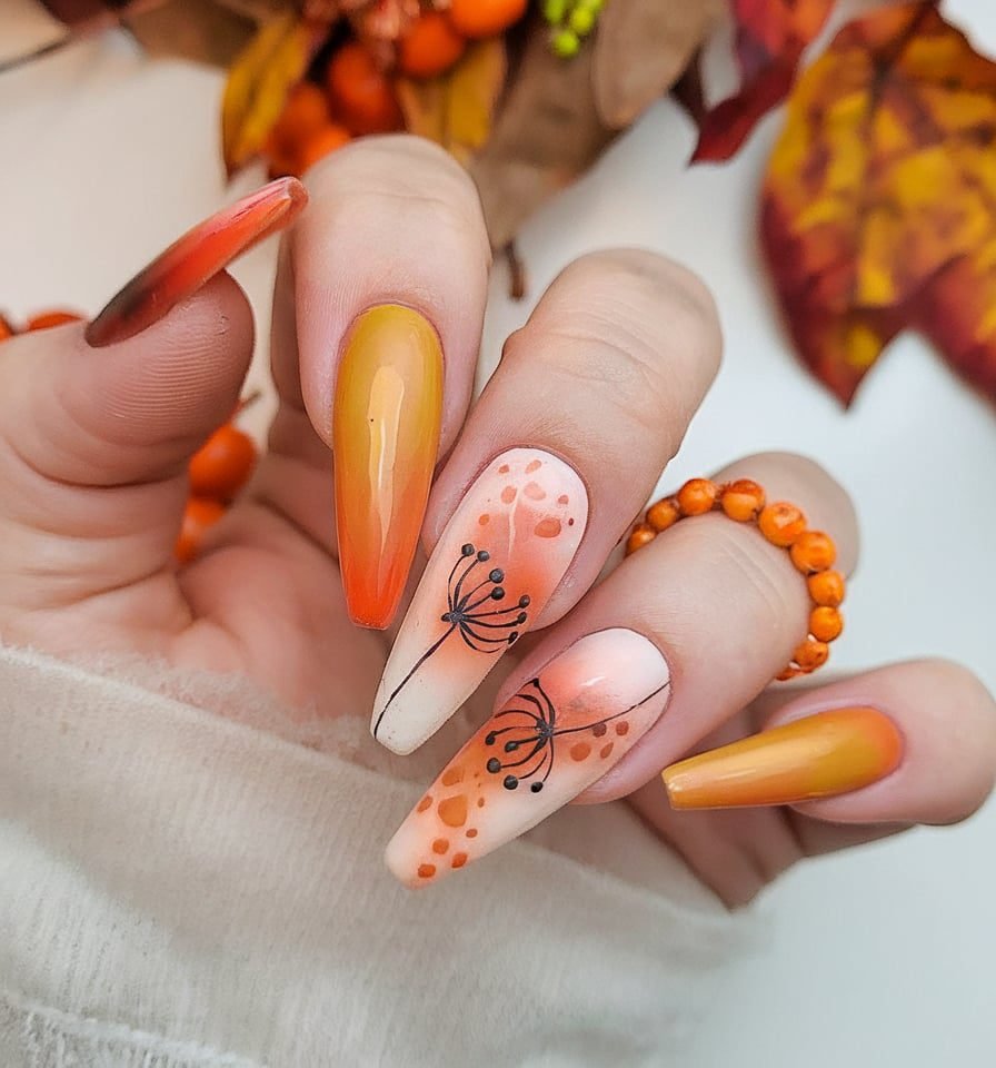 autumn gradient nails