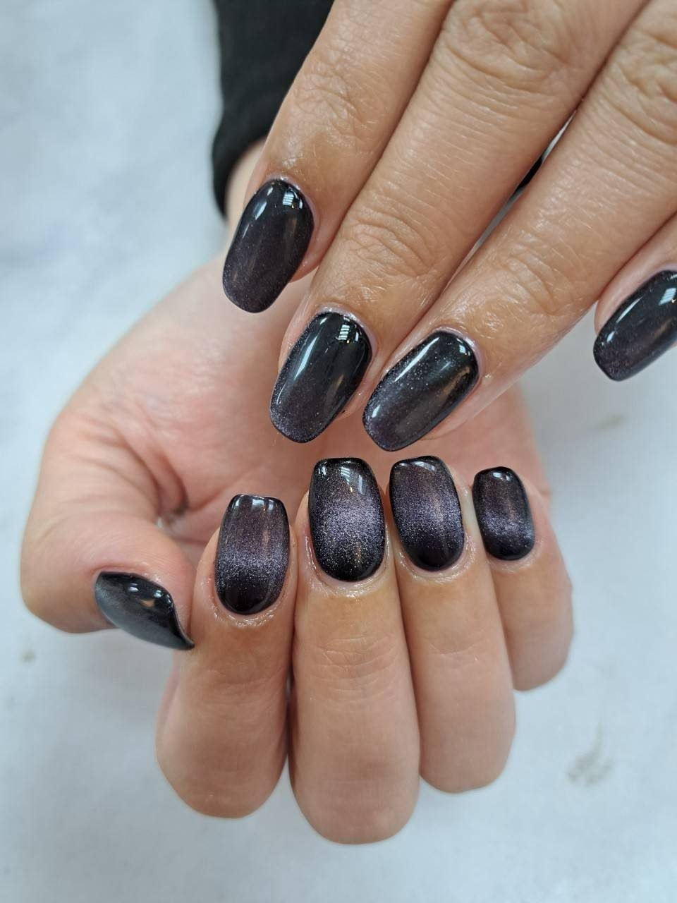 Charcoal jelly cat eye nails