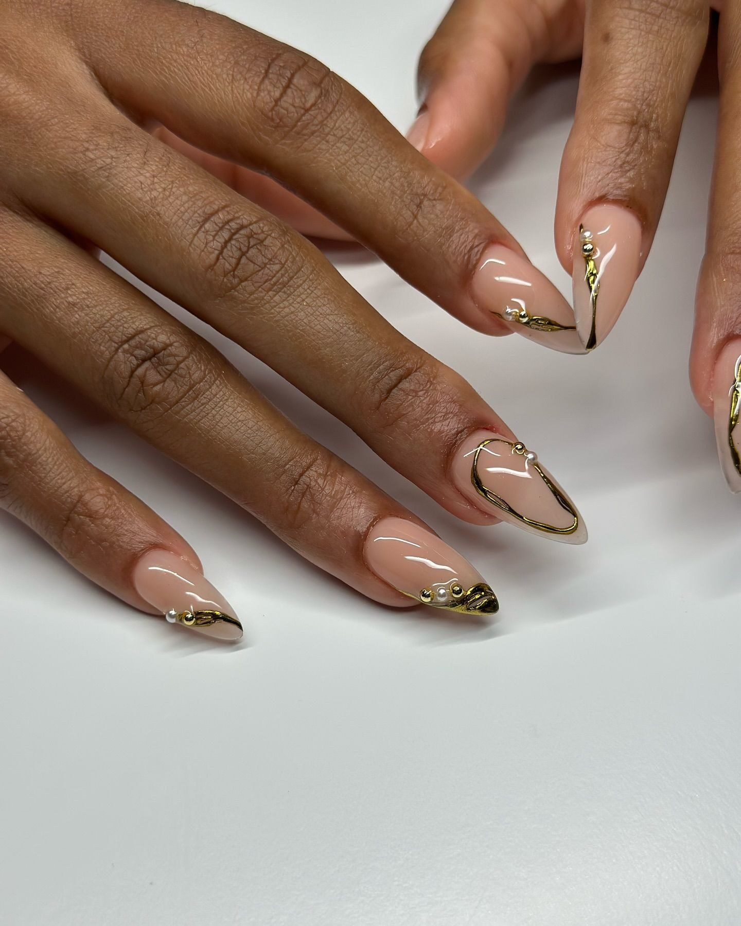 Gold chrome hoco nails for Black women