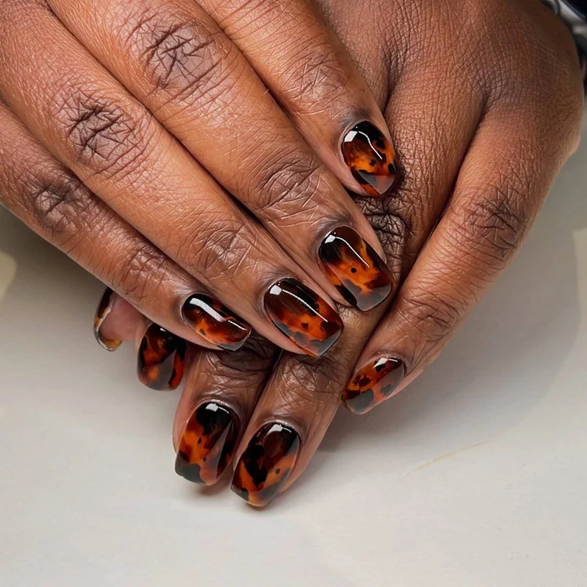 Tortoise print hoco nails for Black women
