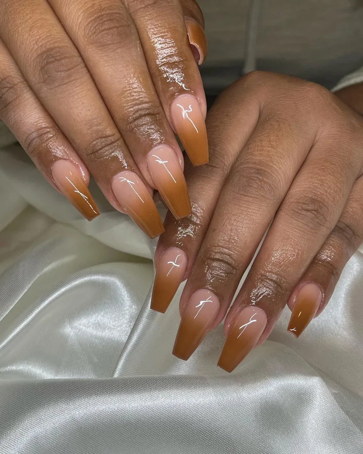Caramel ombré hoco nails for Black women
