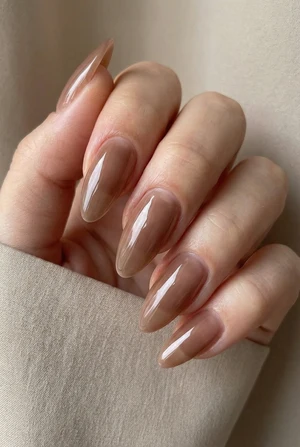 brown nude manicure