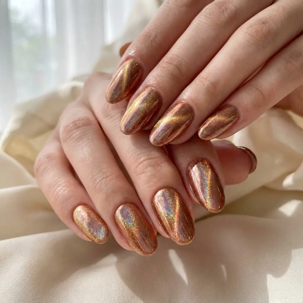 Copper magnetic cat eye nails