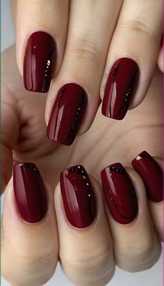 Burgundy half-moon vintage nails