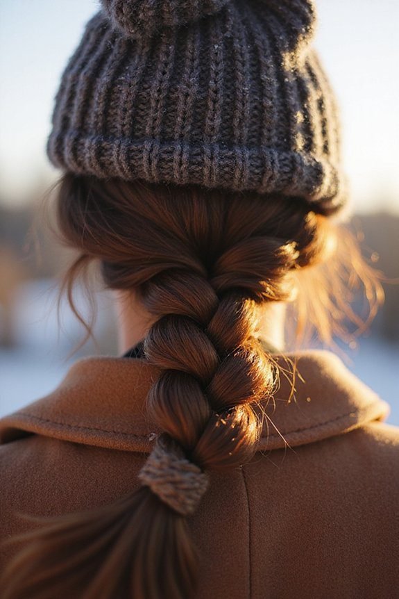 Braid worn with winter beanie